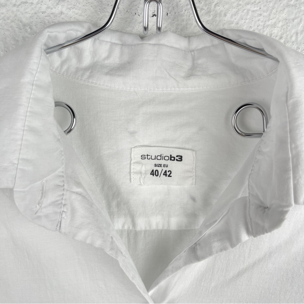 Studio B3 White Button Down Cotton Tunic Blouse Size 40/42 - Picture 3 of 14